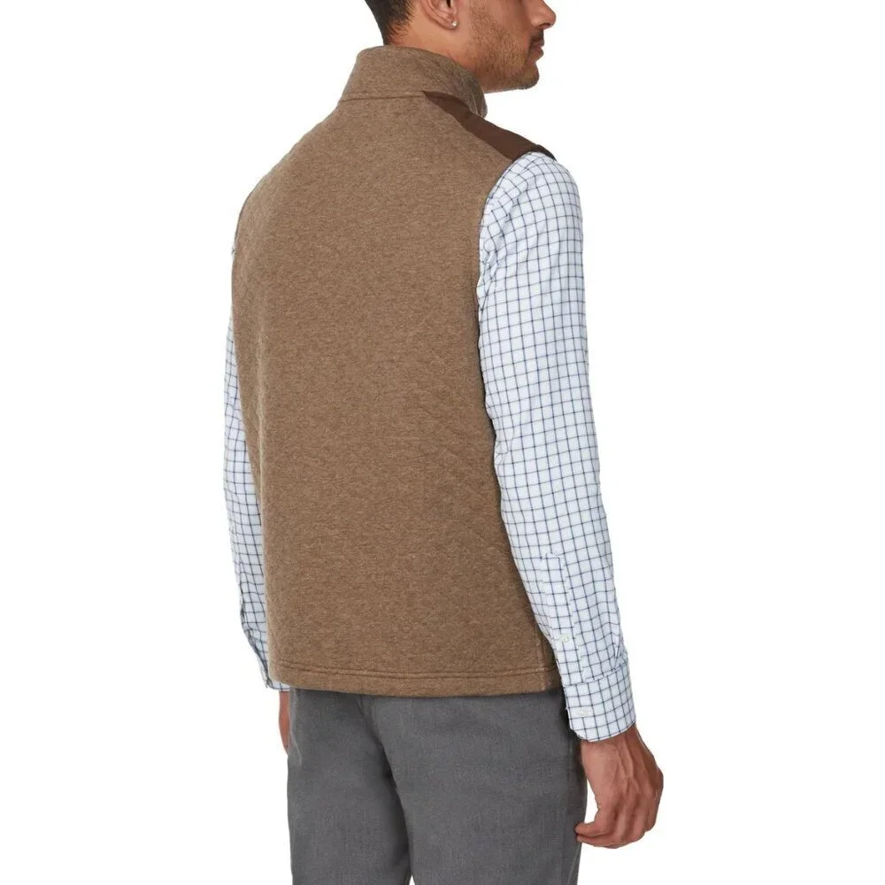 Bonobos Mens Midtown Vest Quilted Cotton Blend Tan Brown NWT